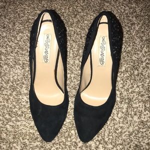 Suede rhinestone stilettos